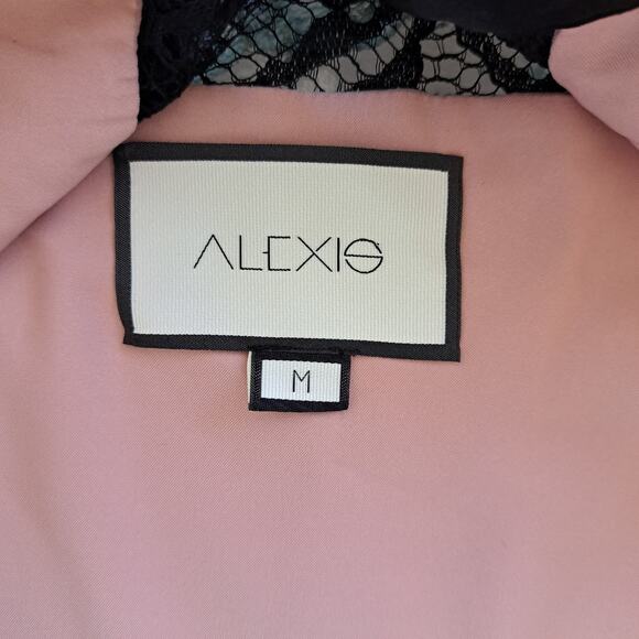 ALEXIS Inna Black Lace Top Medium 4/6 Revolve High Neck Ruffle Long Sleeve - Picture 8 of 12